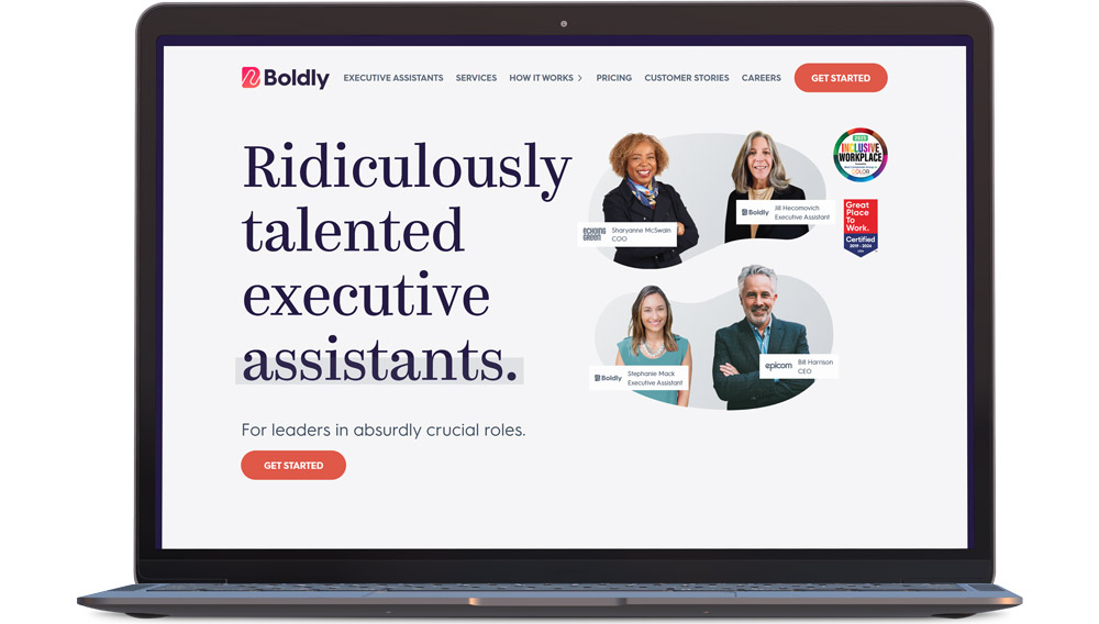 screenshot of boldly website