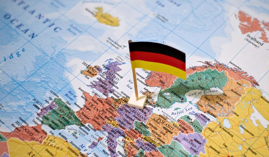 map of europe with germany flag